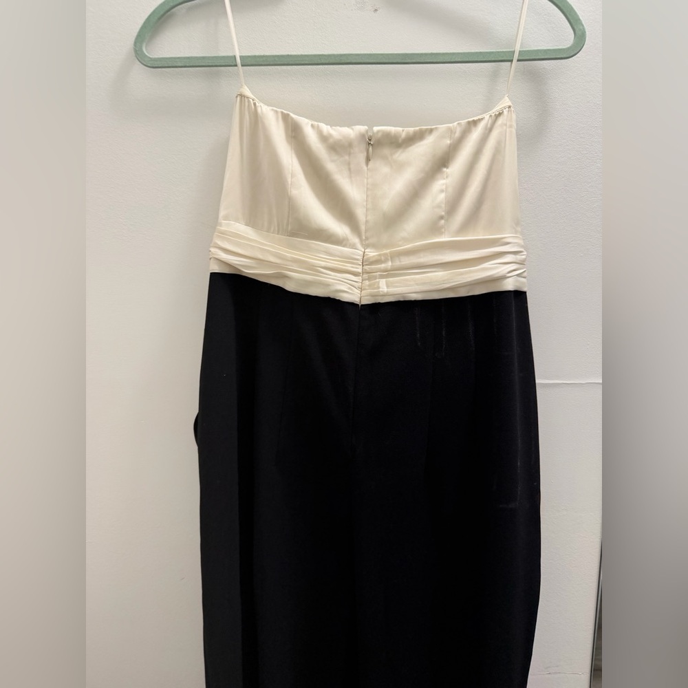 Express Black and Cream Strapless Jumpsuit